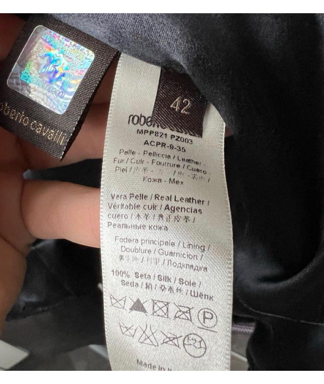 ROBERTO CAVALLI Черная кожаная куртка, фото 4