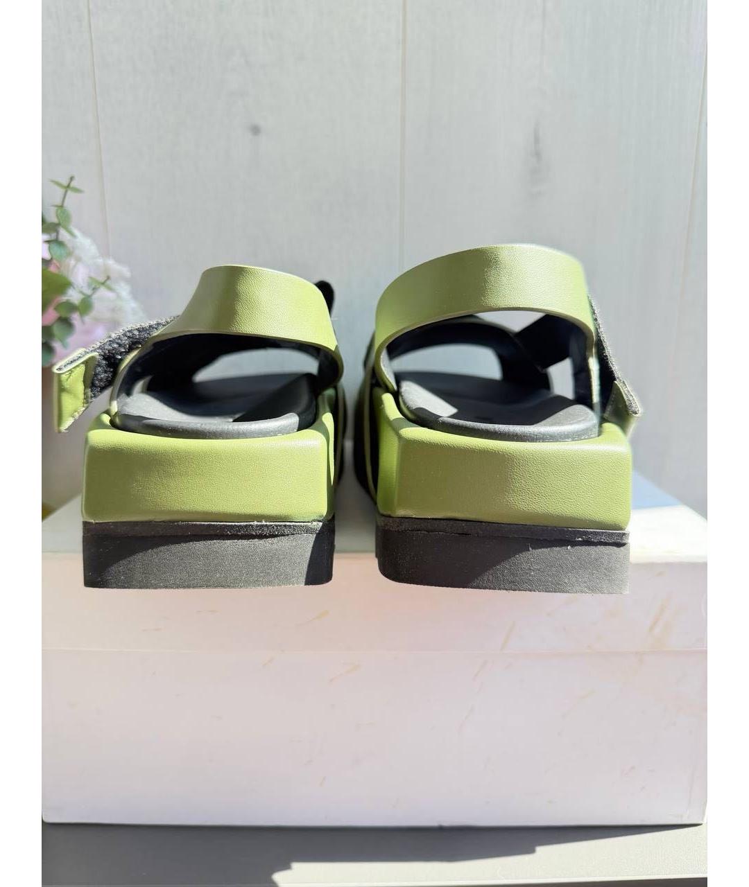 FURLA Салатовые текстильные босоножки, фото 4