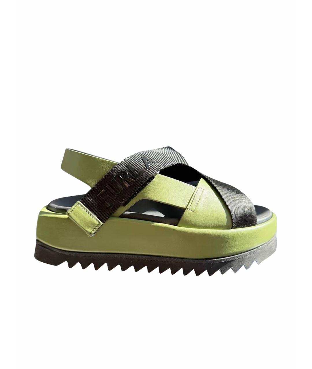 FURLA Салатовые текстильные босоножки, фото 1