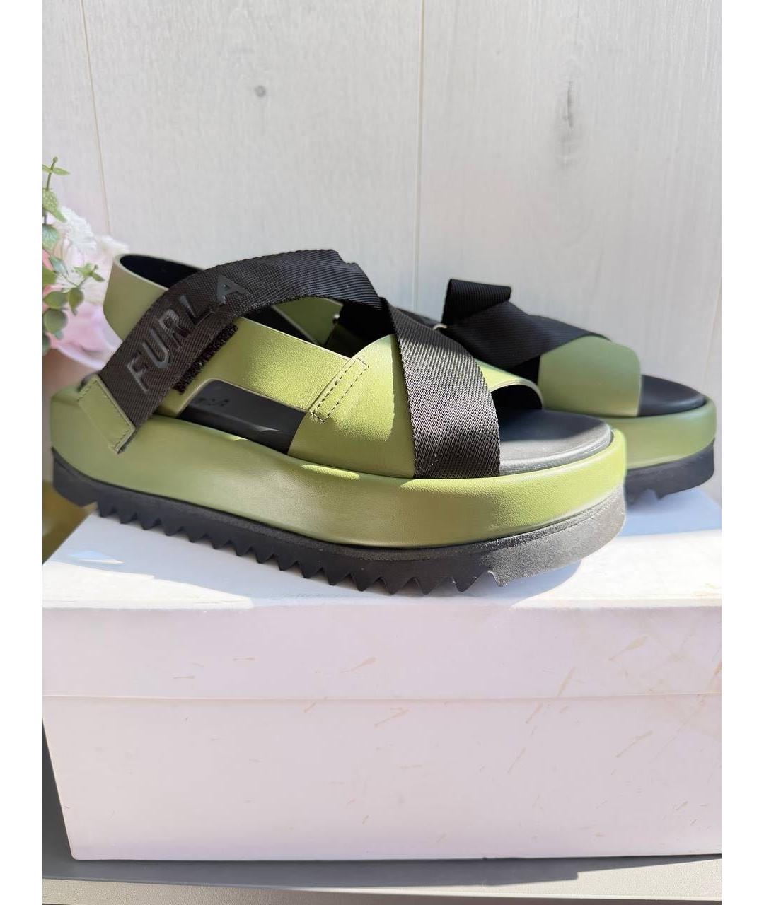FURLA Салатовые текстильные босоножки, фото 3