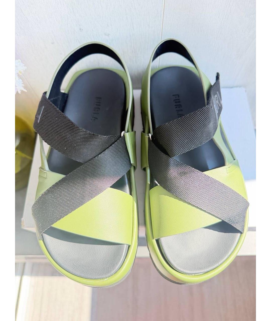 FURLA Салатовые текстильные босоножки, фото 5