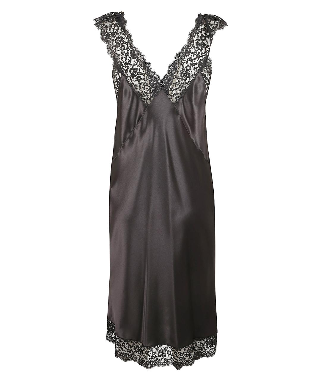 SAINT LAURENT Черное шелковое повседневное платье, фото 3