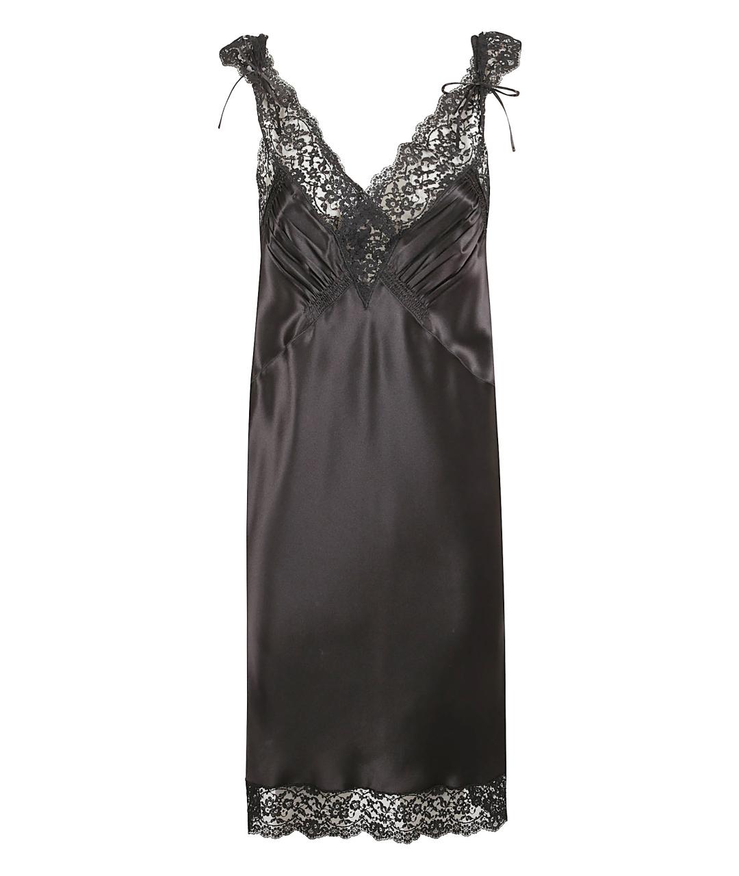 SAINT LAURENT Черное шелковое повседневное платье, фото 1