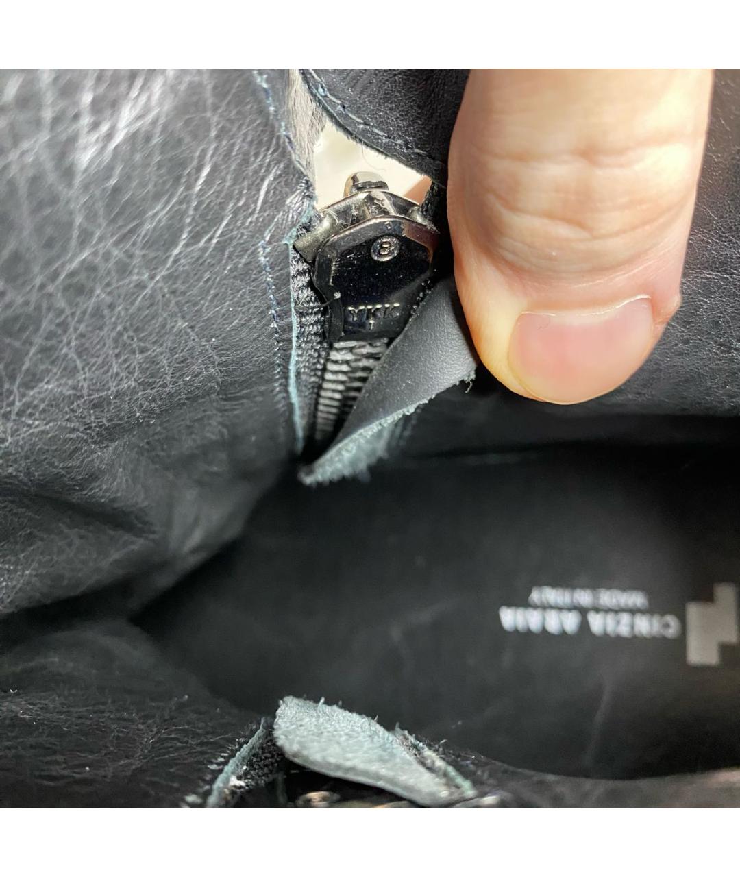 RICK OWENS Черные кожаные высокие кроссовки / кеды, фото 8