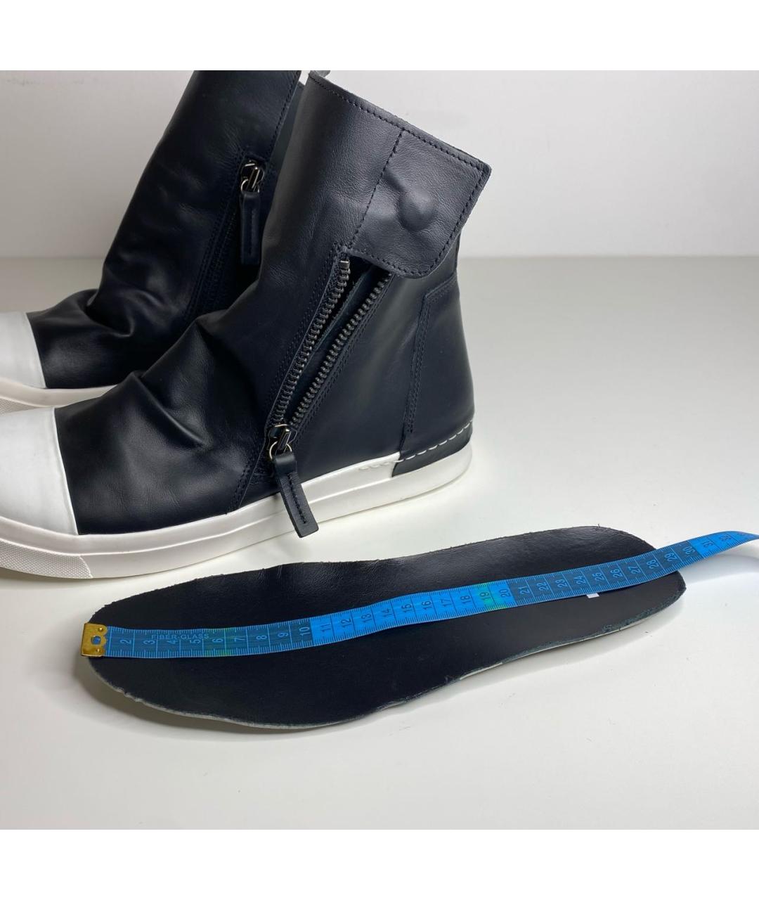 RICK OWENS Черные кожаные высокие кроссовки / кеды, фото 6