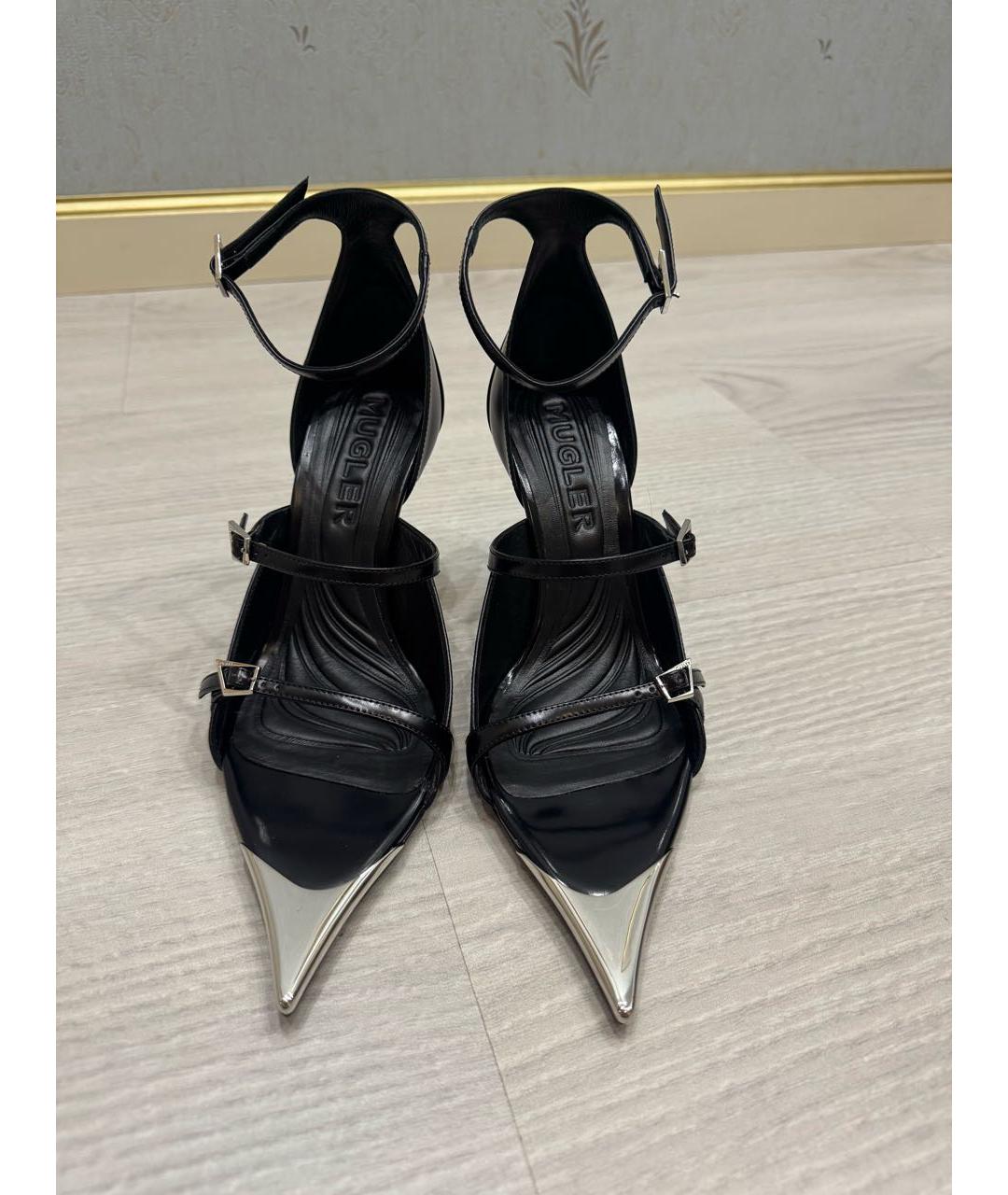 MUGLER Черные кожаные туфли, фото 4