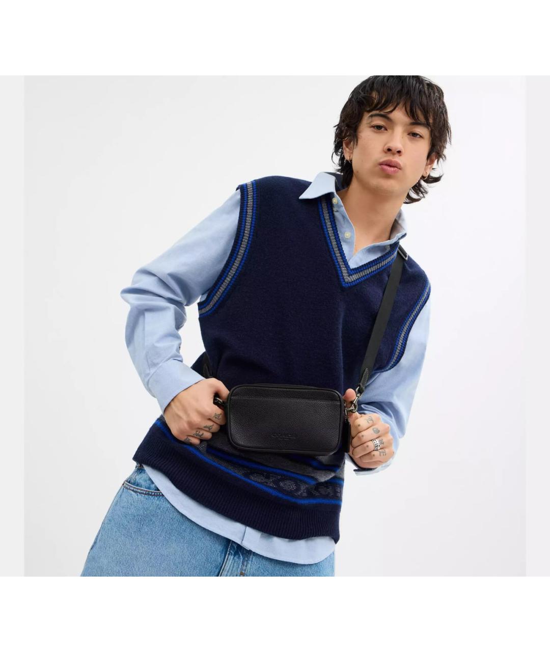 COACH Черная кожаная сумка на плечо, фото 3