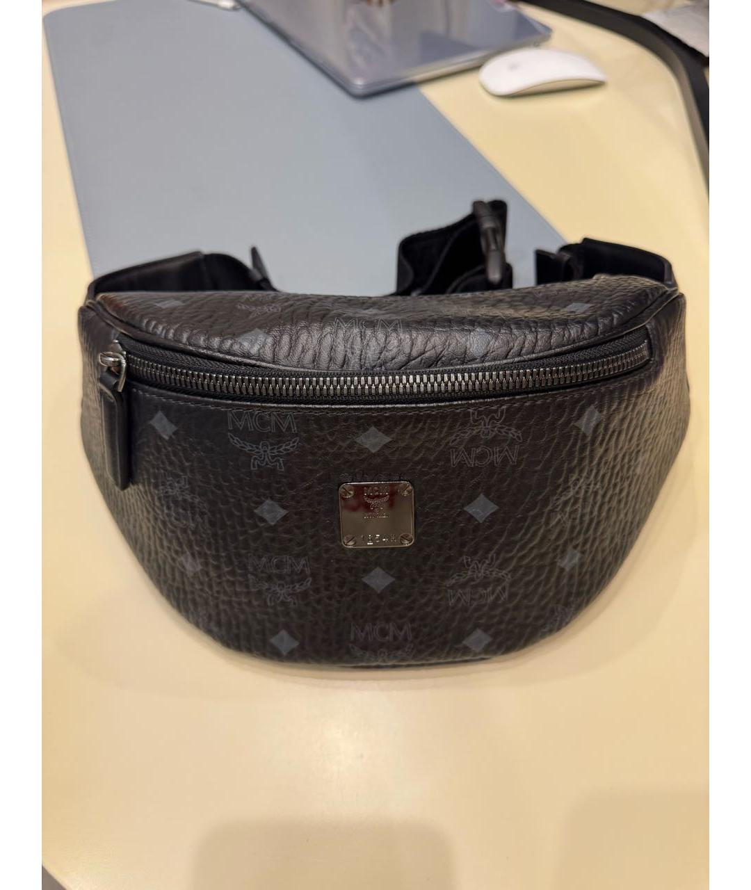 MCM Черная кожаная поясная сумка, фото 6