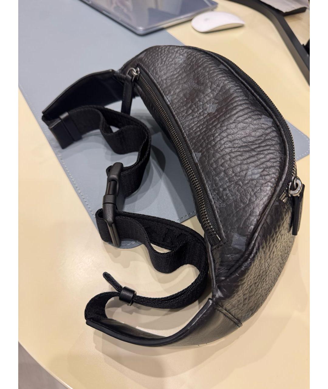 MCM Черная кожаная поясная сумка, фото 4