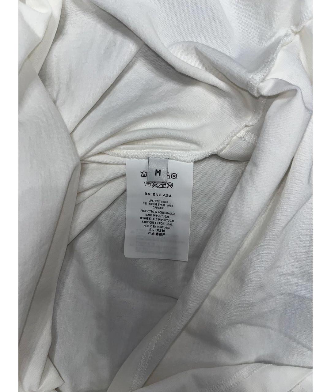 BALENCIAGA Белая хлопковая футболка, фото 4