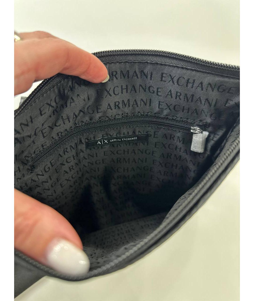 ARMANI EXCHANGE Черная сумка на плечо из искусственной кожи, фото 8