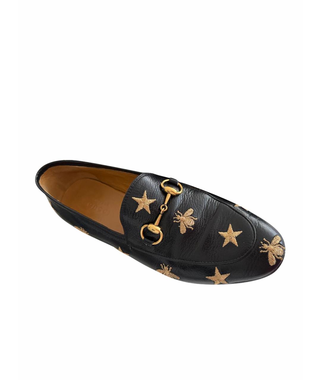 GUCCI Черные кожаные мокасины, фото 1