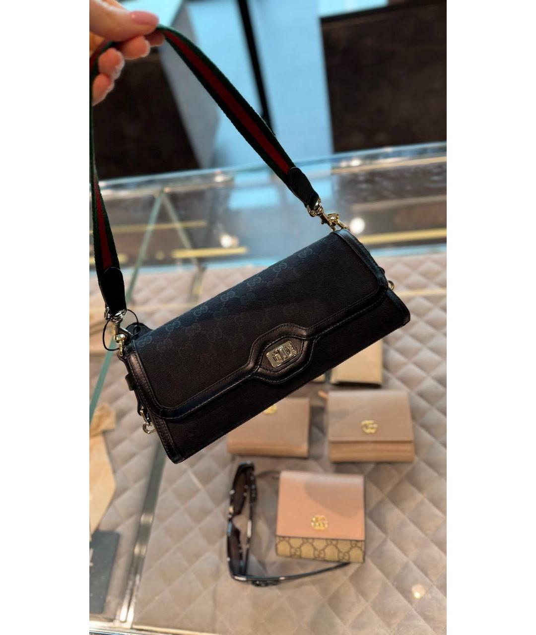 GUCCI Черная кожаная сумка через плечо, фото 8