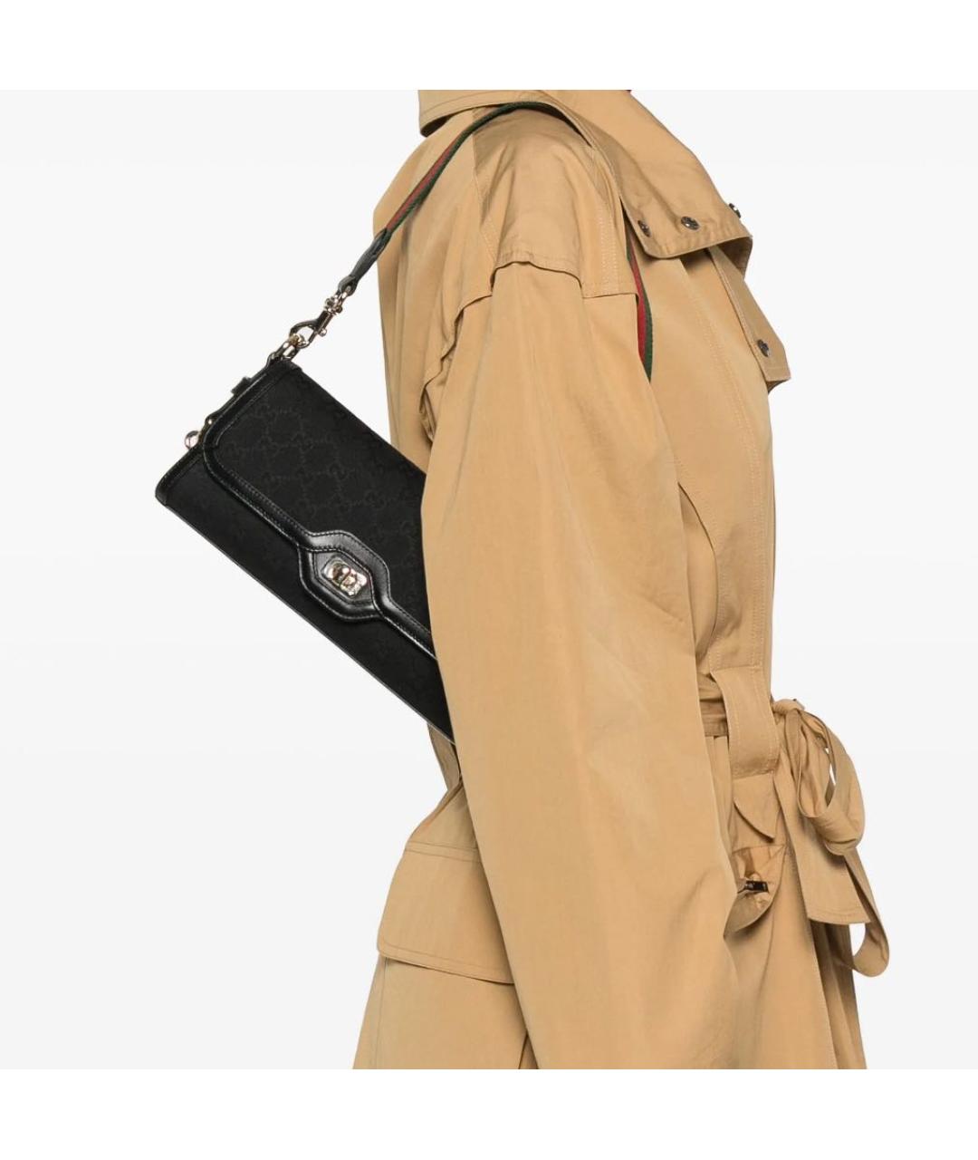 GUCCI Черная кожаная сумка через плечо, фото 4