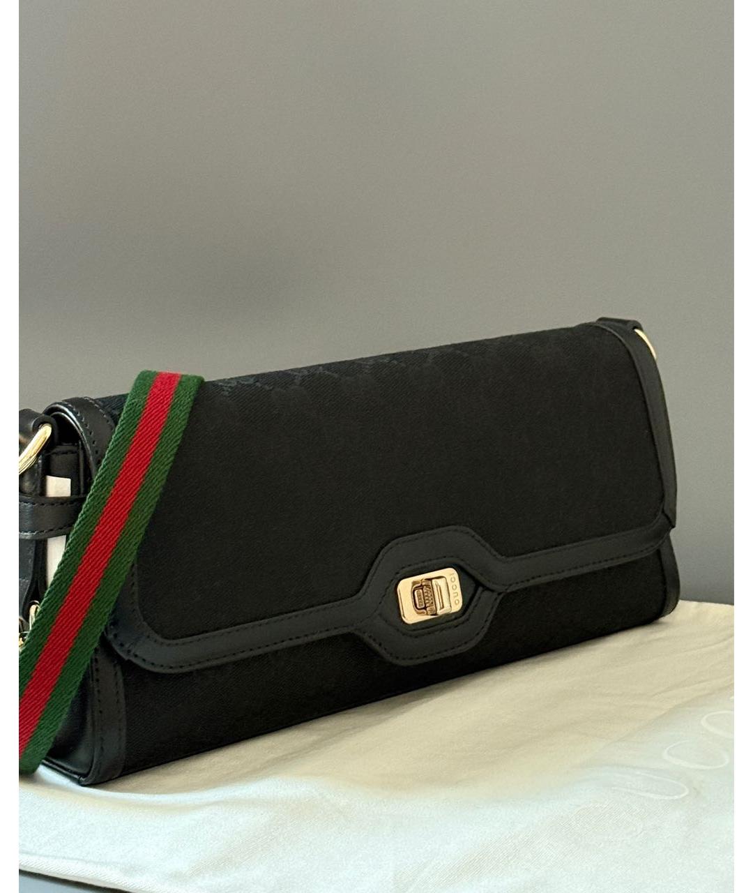 GUCCI Черная кожаная сумка через плечо, фото 2