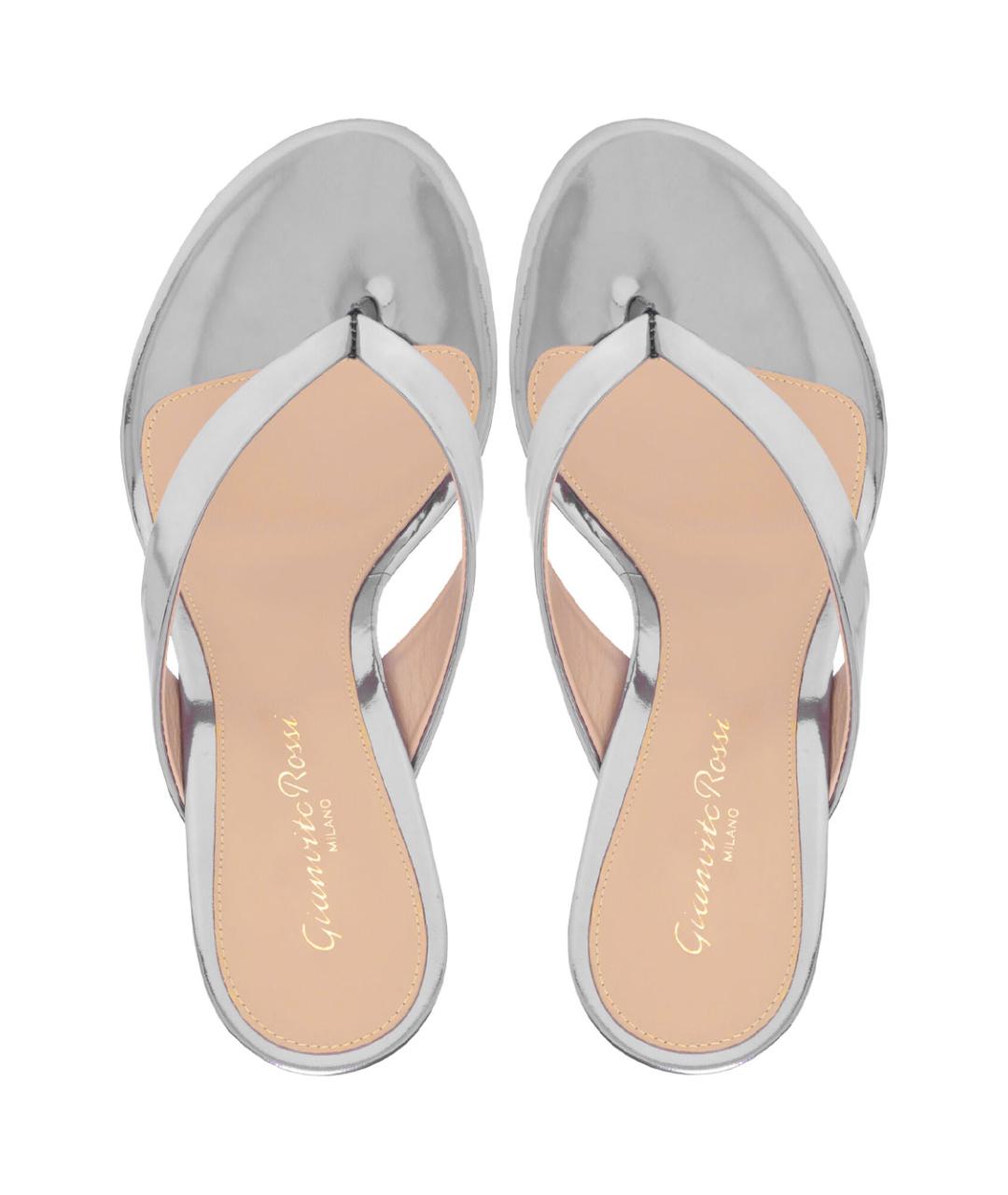 GIANVITO ROSSI Серебряные кожаные мюли, фото 3