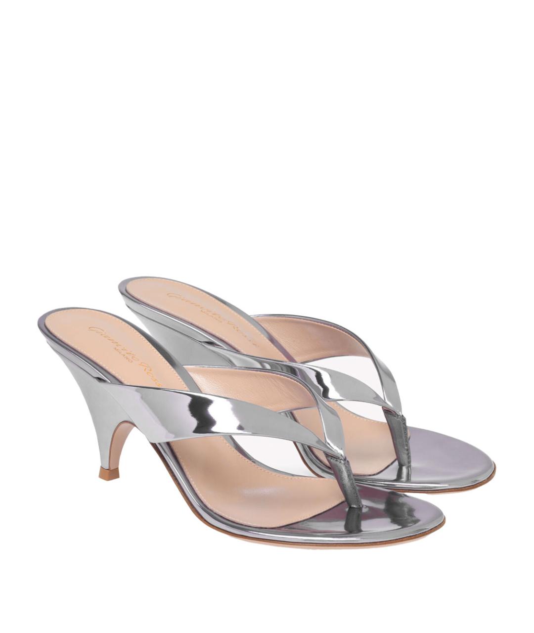 GIANVITO ROSSI Серебряные кожаные мюли, фото 2