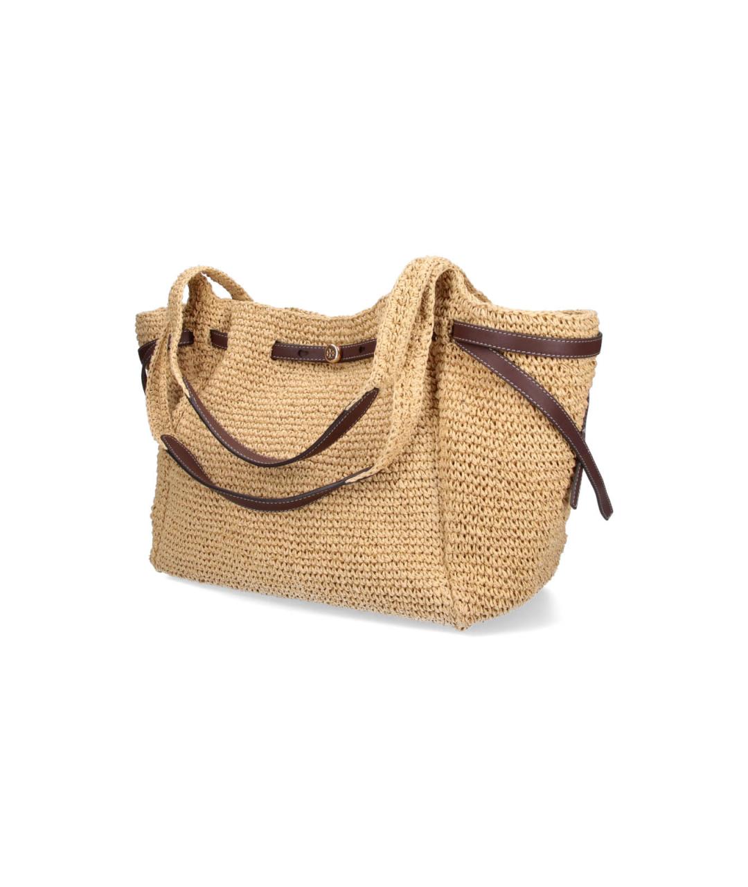 TORY BURCH Бежевая пелетеная сумка тоут, фото 2