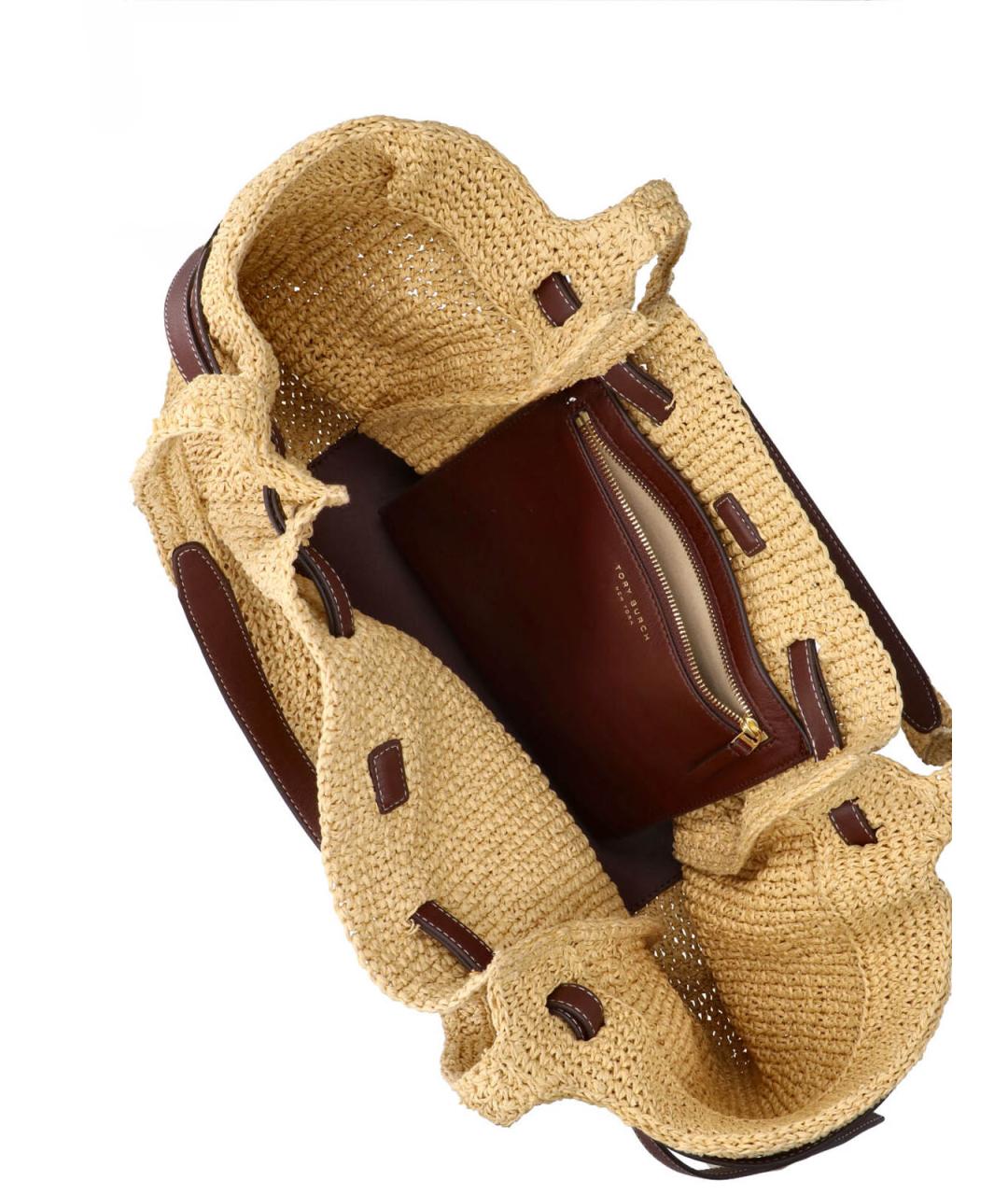 TORY BURCH Бежевая пелетеная сумка тоут, фото 4