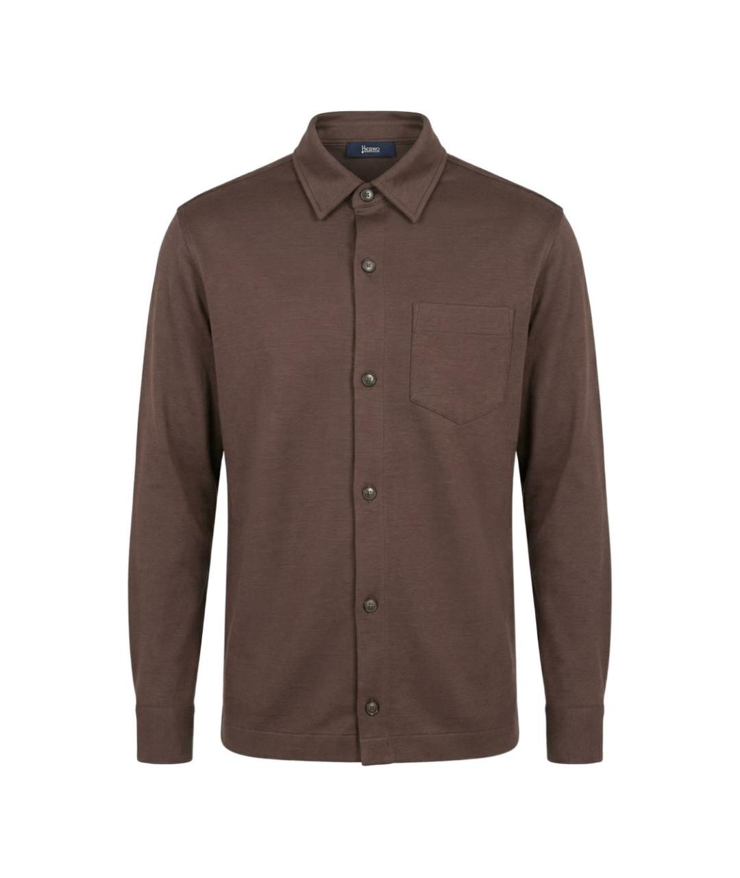 HERNO Коричневая классическая рубашка, фото 1