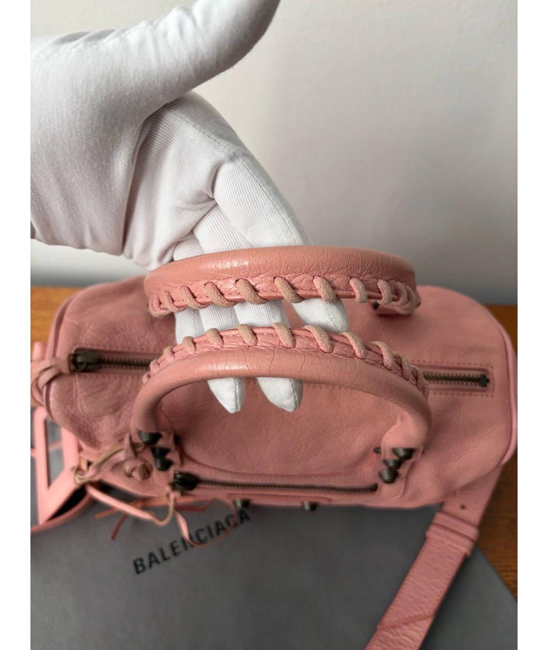 BALENCIAGA Розовая кожаная сумка с короткими ручками, фото 6