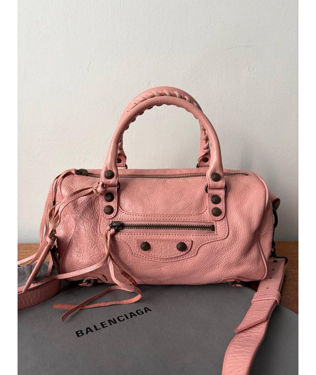 BALENCIAGA Розовая кожаная сумка с короткими ручками, фото 4