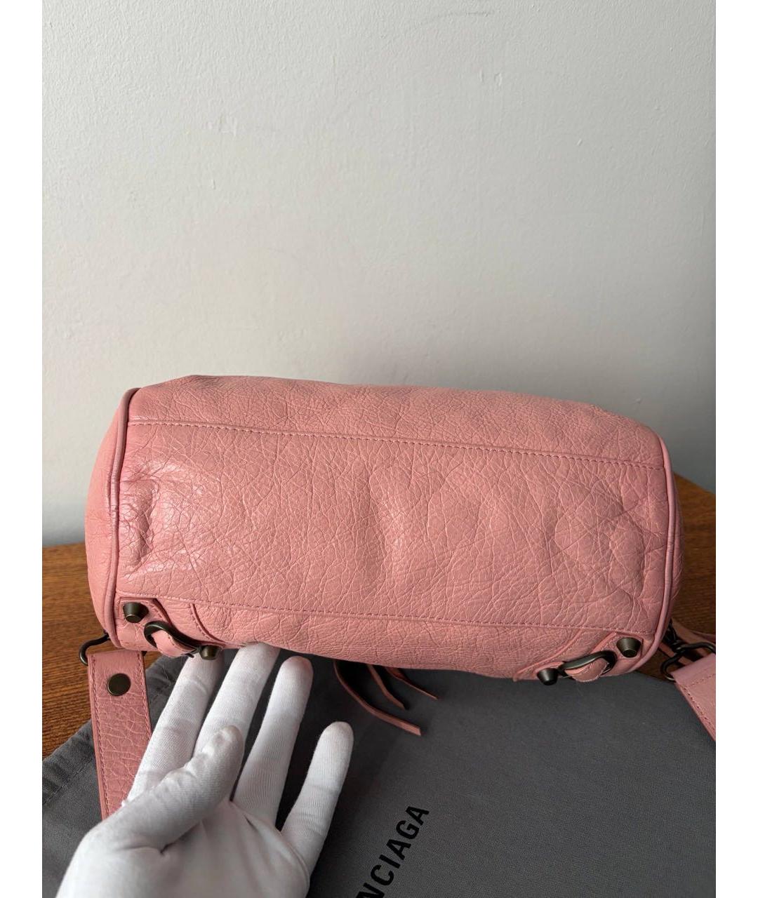 BALENCIAGA Розовая кожаная сумка с короткими ручками, фото 7