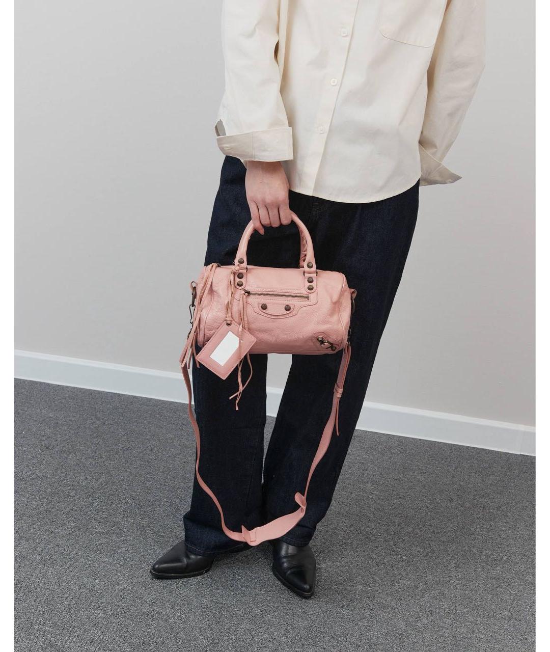 BALENCIAGA Розовая кожаная сумка с короткими ручками, фото 3
