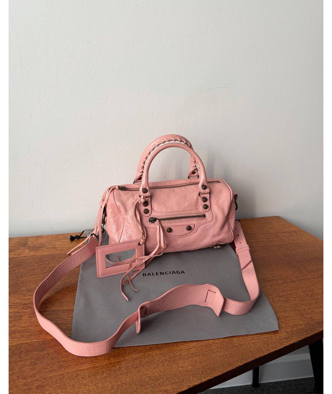 BALENCIAGA Розовая кожаная сумка с короткими ручками, фото 9