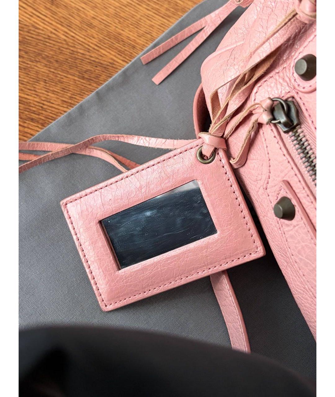 BALENCIAGA Розовая кожаная сумка с короткими ручками, фото 8