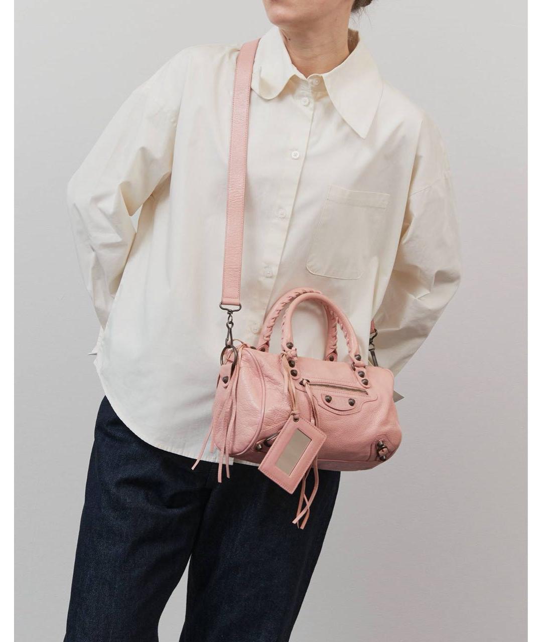 BALENCIAGA Розовая кожаная сумка с короткими ручками, фото 2