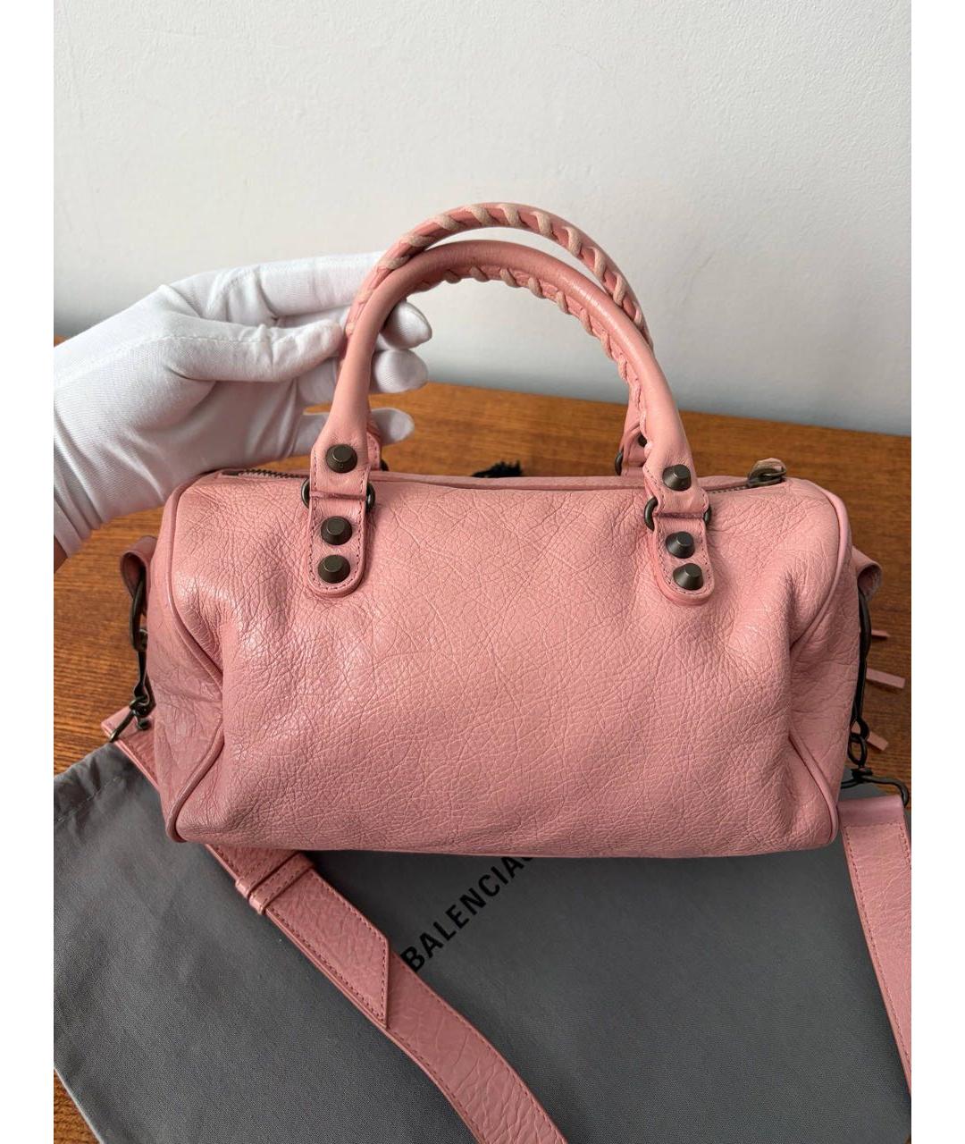 BALENCIAGA Розовая кожаная сумка с короткими ручками, фото 5