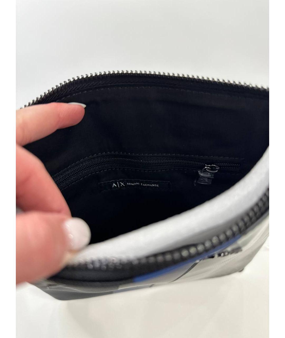 ARMANI EXCHANGE Темно-синяя сумка на плечо из искусственной кожи, фото 4