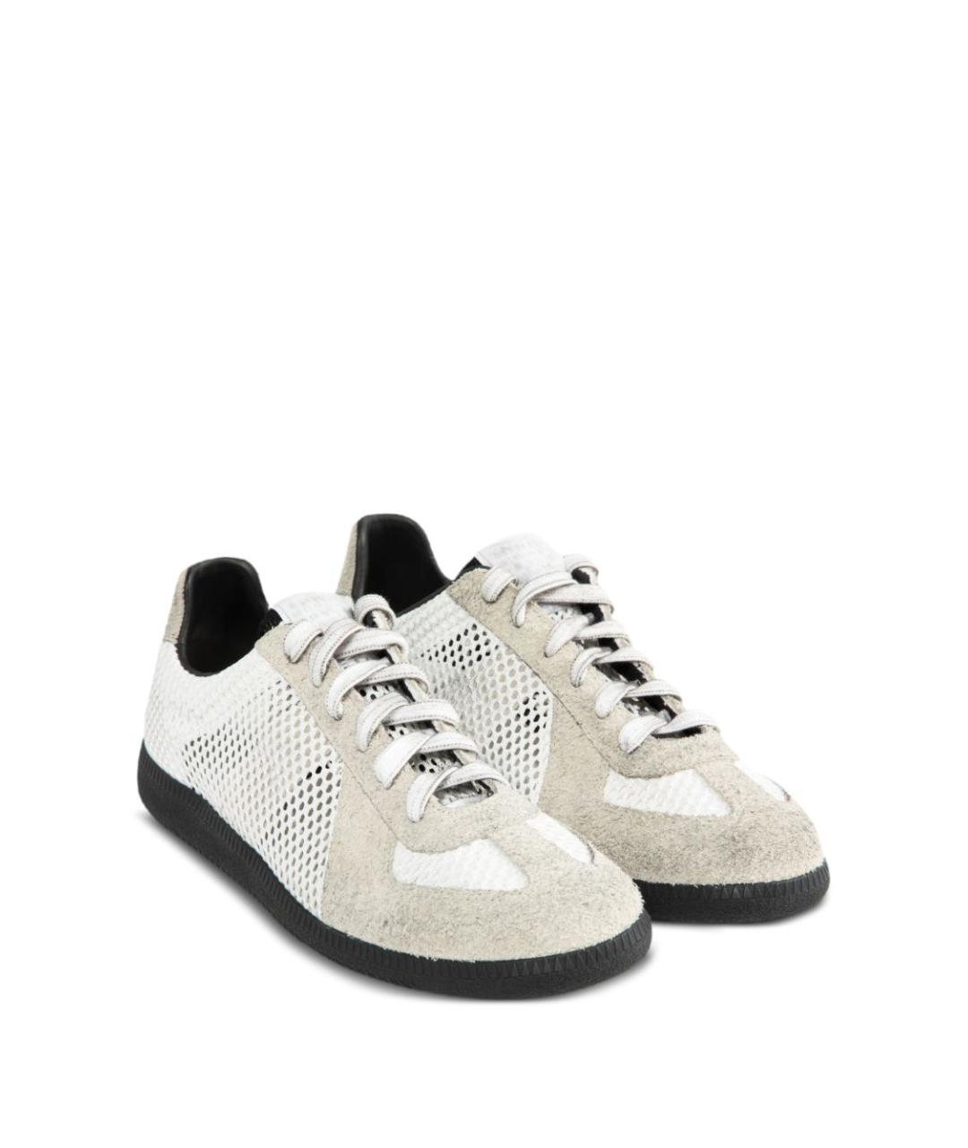 MAISON MARGIELA Белые текстильные низкие кроссовки / кеды, фото 3