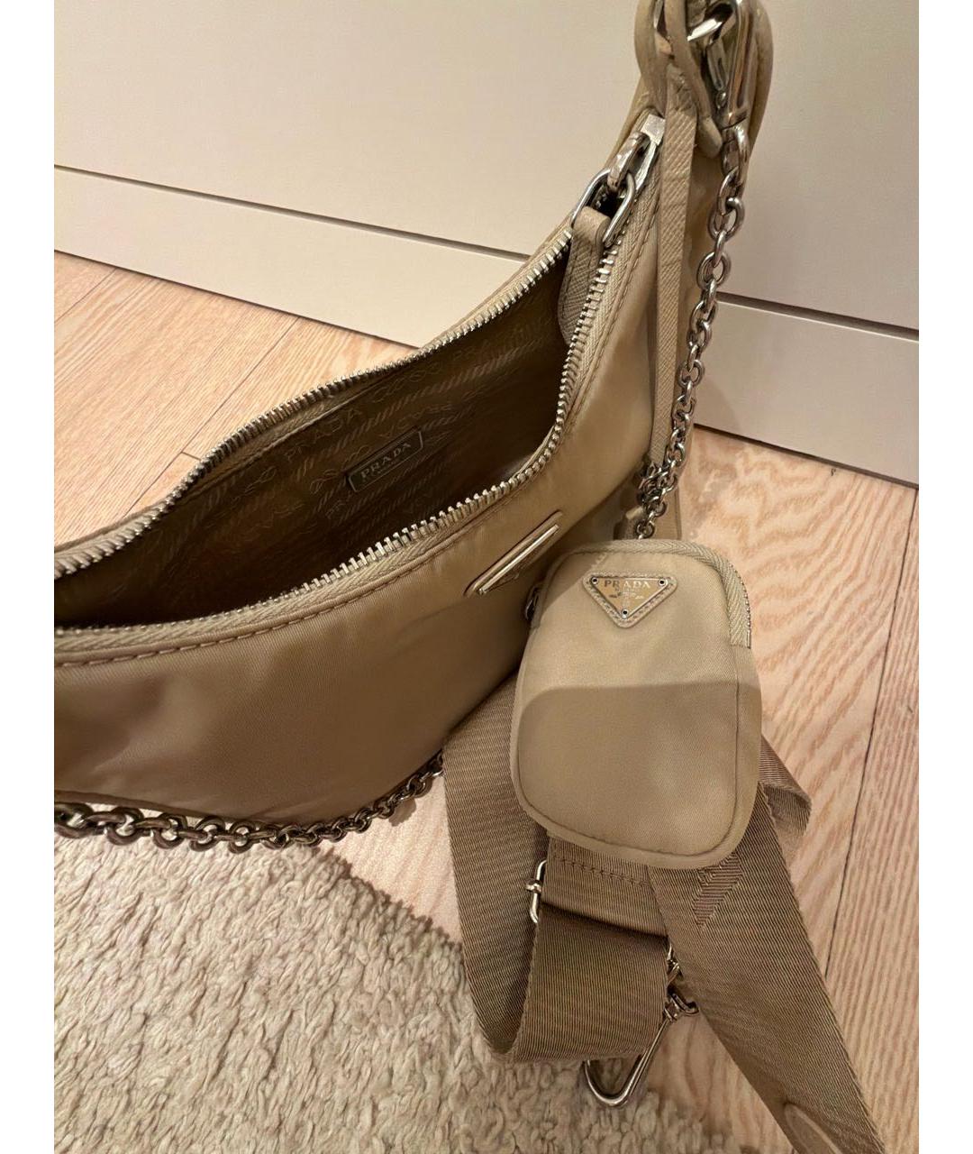 PRADA Бежевая синтетическая сумка через плечо, фото 5