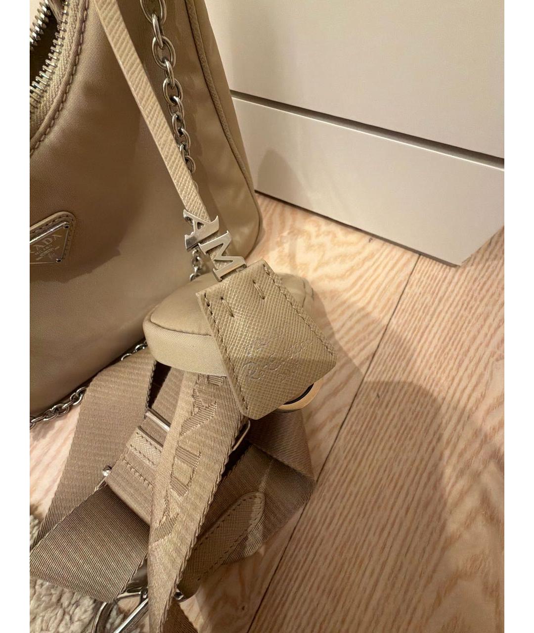 PRADA Бежевая синтетическая сумка через плечо, фото 6