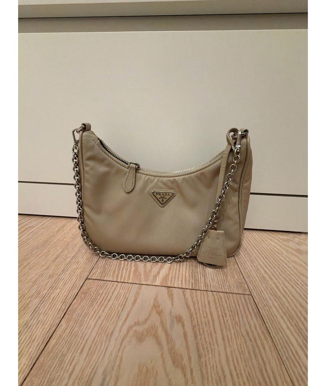 PRADA Бежевая синтетическая сумка через плечо, фото 2