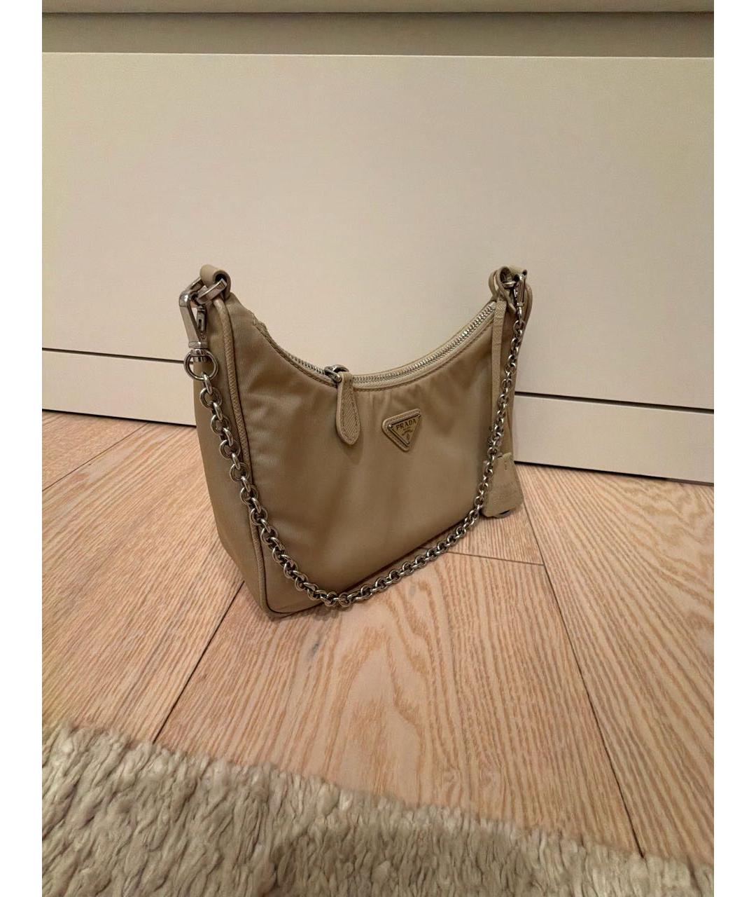 PRADA Бежевая синтетическая сумка через плечо, фото 3
