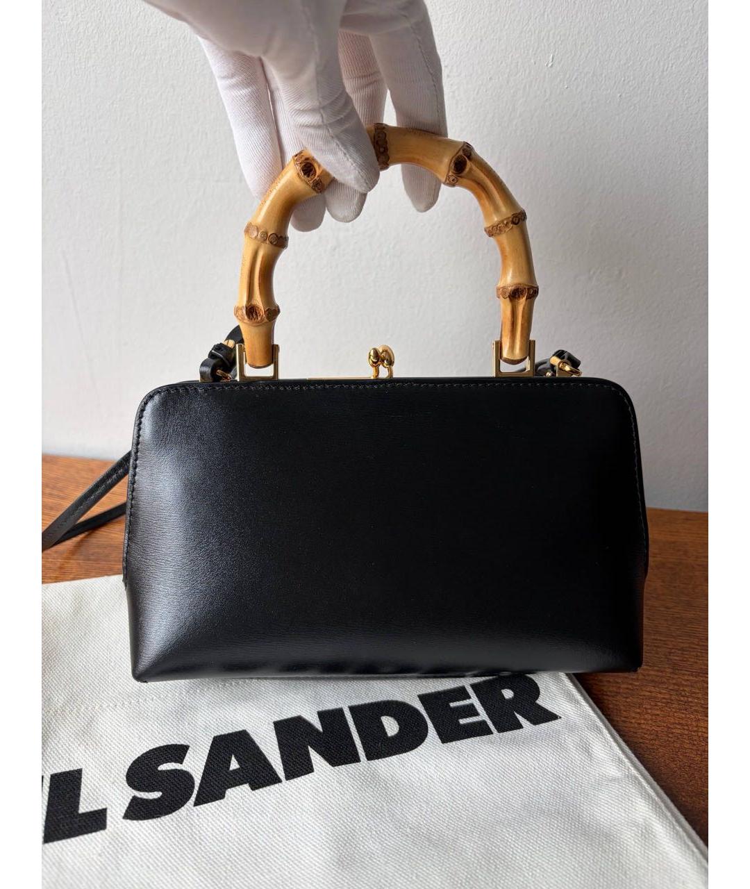 JIL SANDER Черная кожаная сумка с короткими ручками, фото 4