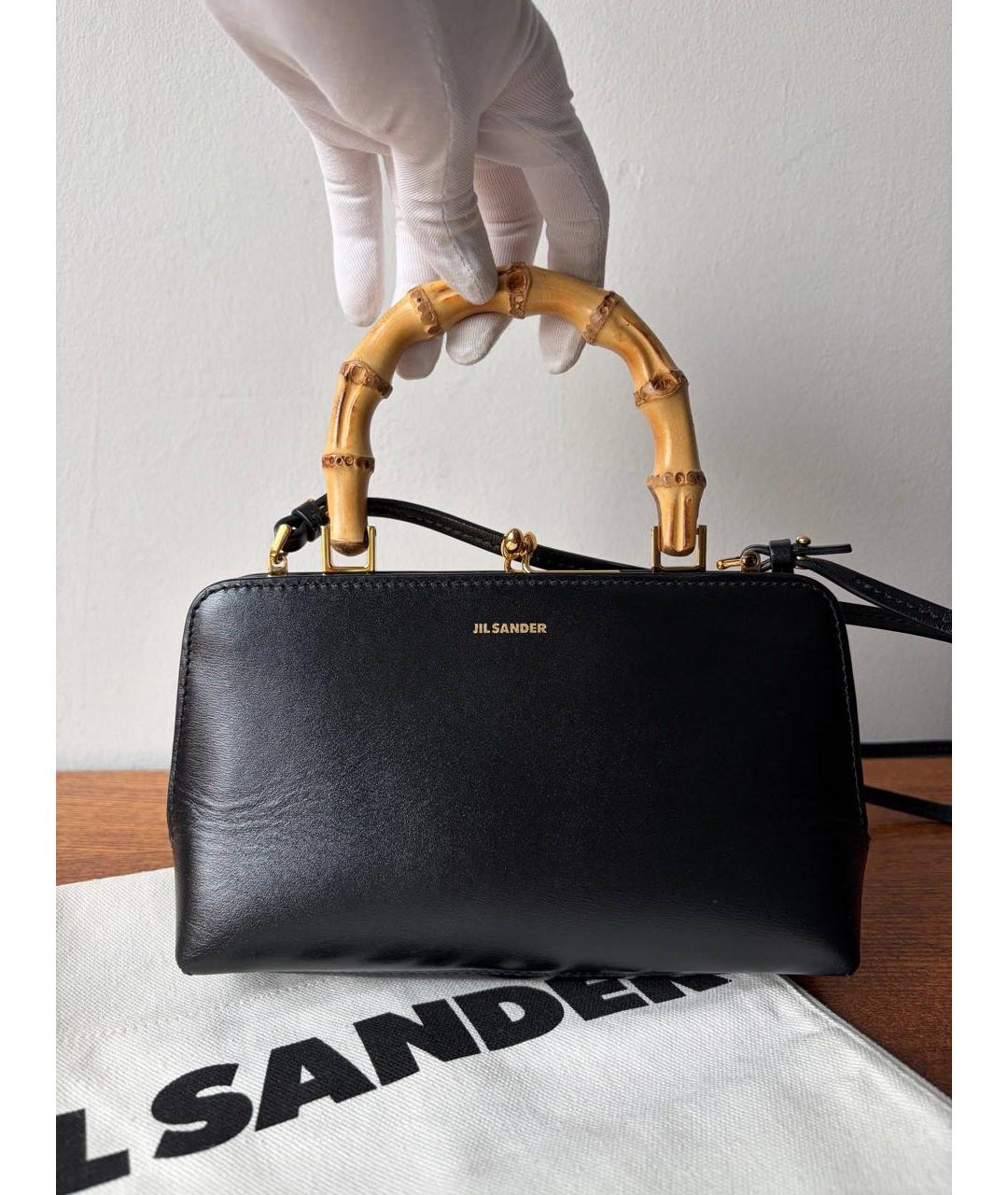 JIL SANDER Черная кожаная сумка с короткими ручками, фото 3