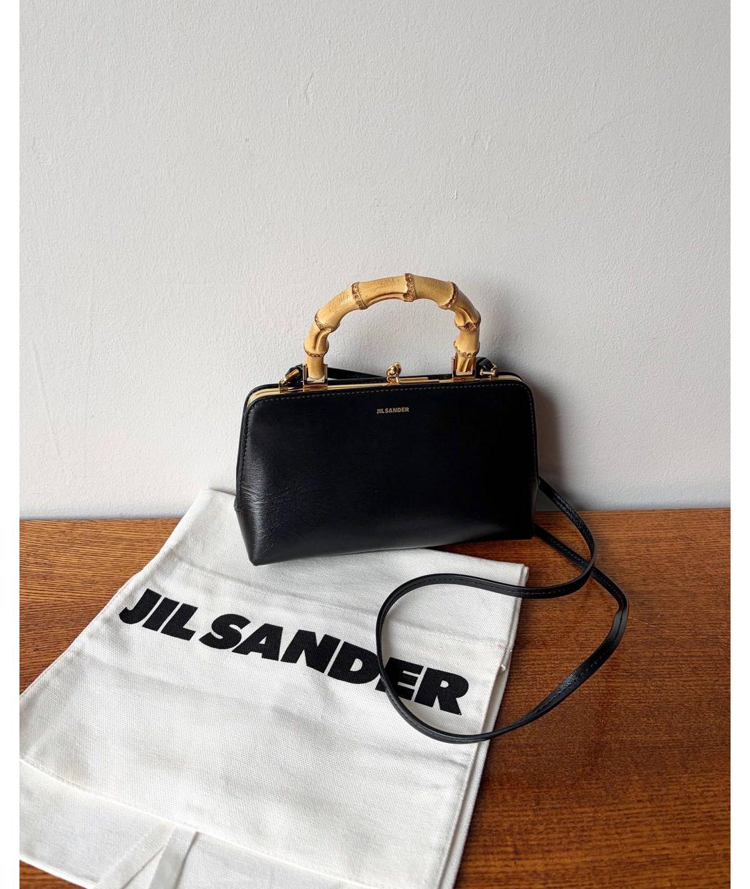 JIL SANDER Черная кожаная сумка с короткими ручками, фото 9