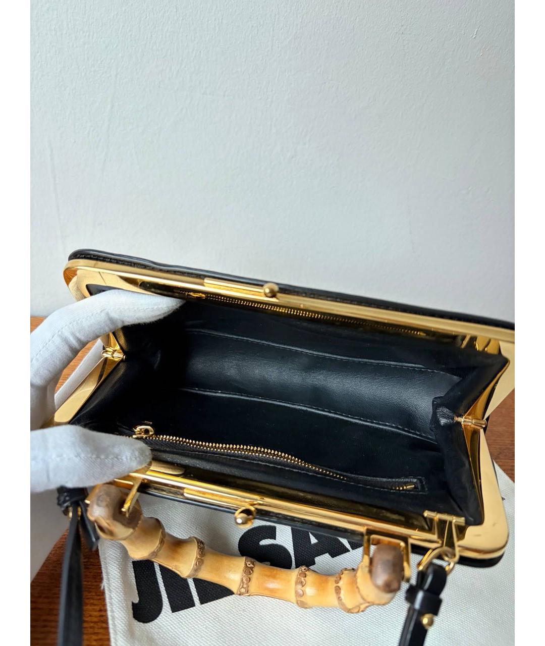 JIL SANDER Черная кожаная сумка с короткими ручками, фото 6