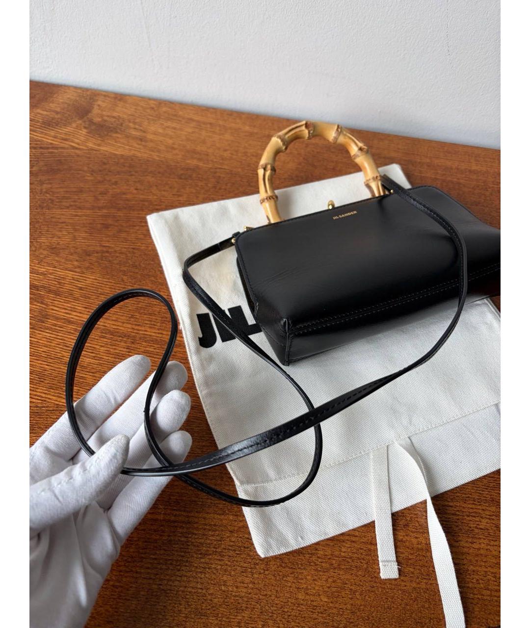 JIL SANDER Черная кожаная сумка с короткими ручками, фото 7