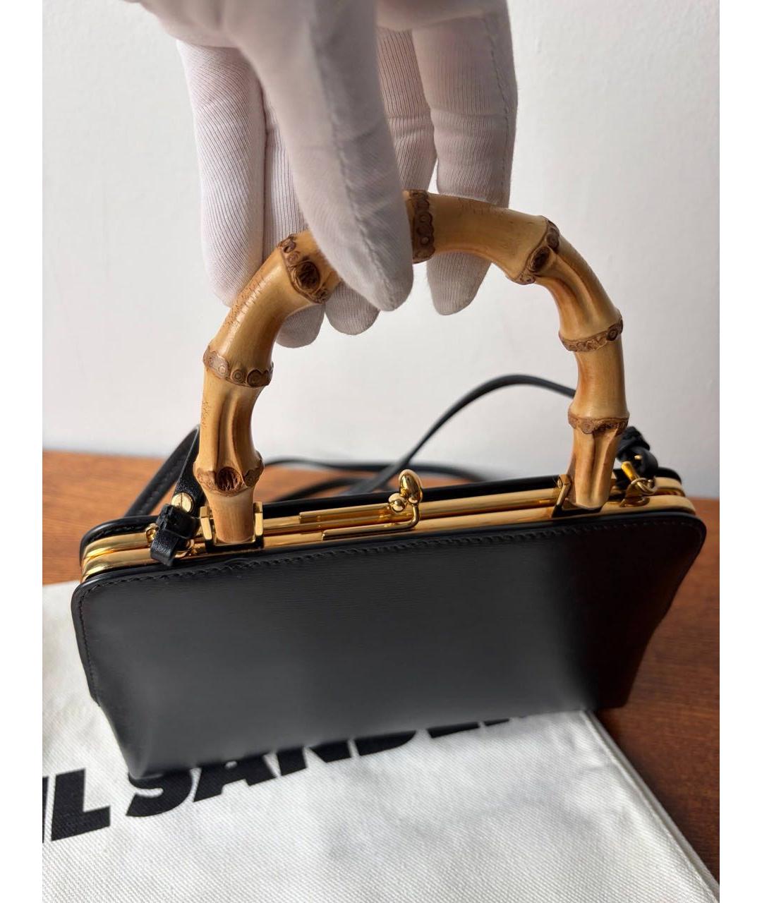 JIL SANDER Черная кожаная сумка с короткими ручками, фото 5