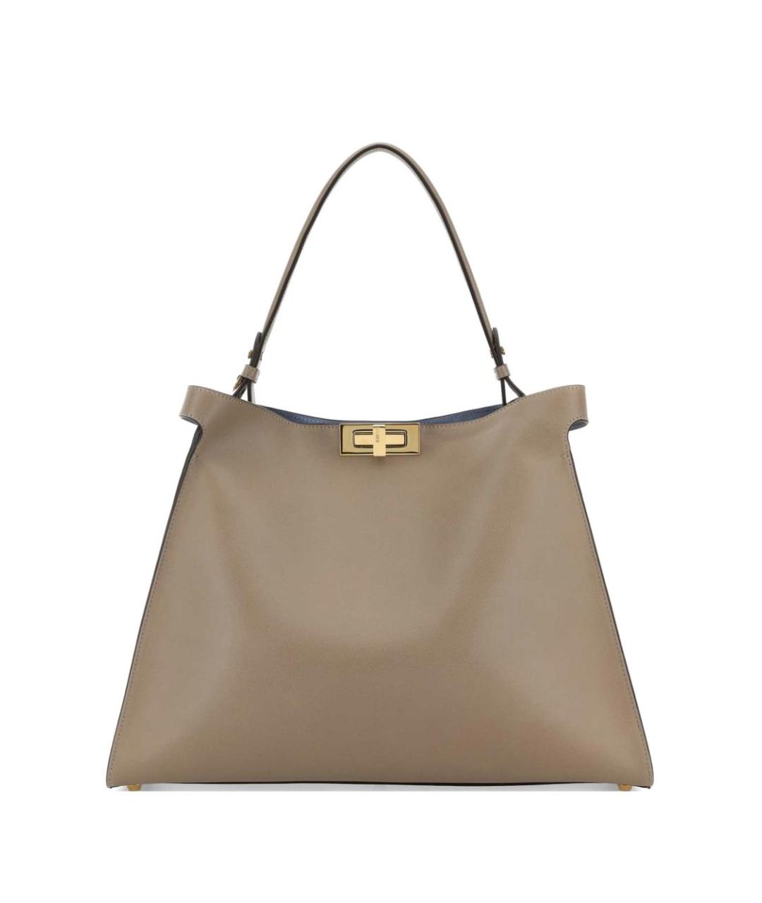 FENDI Серая кожаная сумка тоут, фото 1