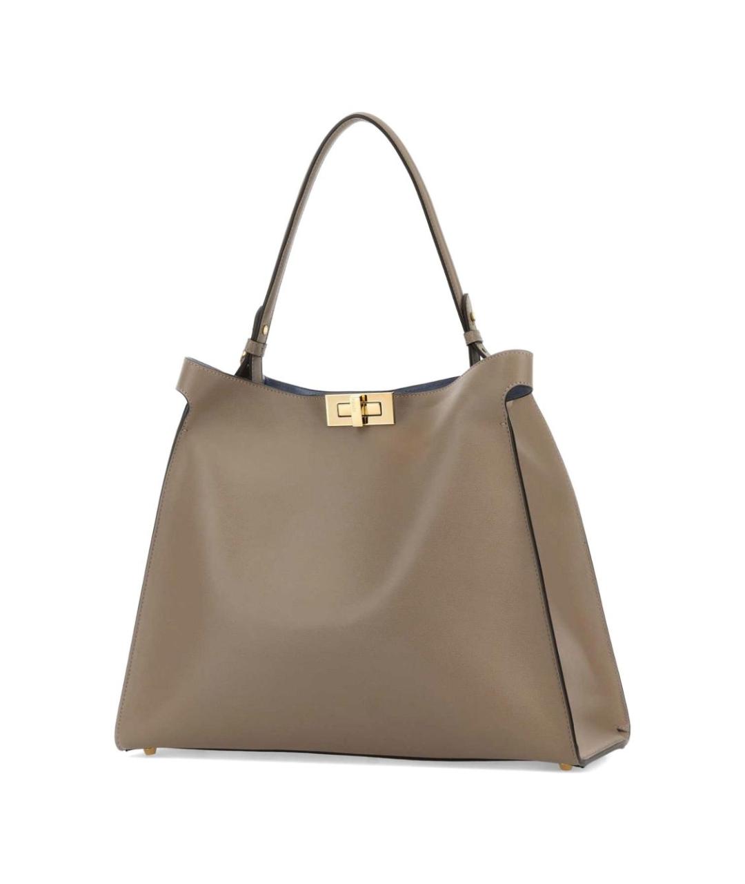 FENDI Серая кожаная сумка тоут, фото 3