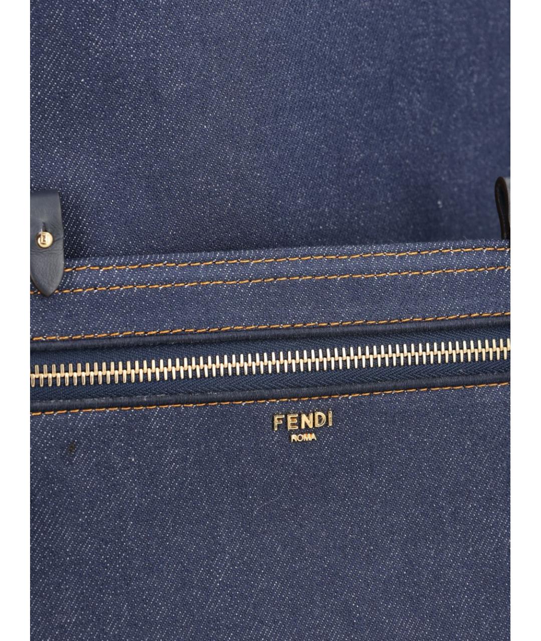 FENDI Синяя тканевая сумка тоут, фото 2