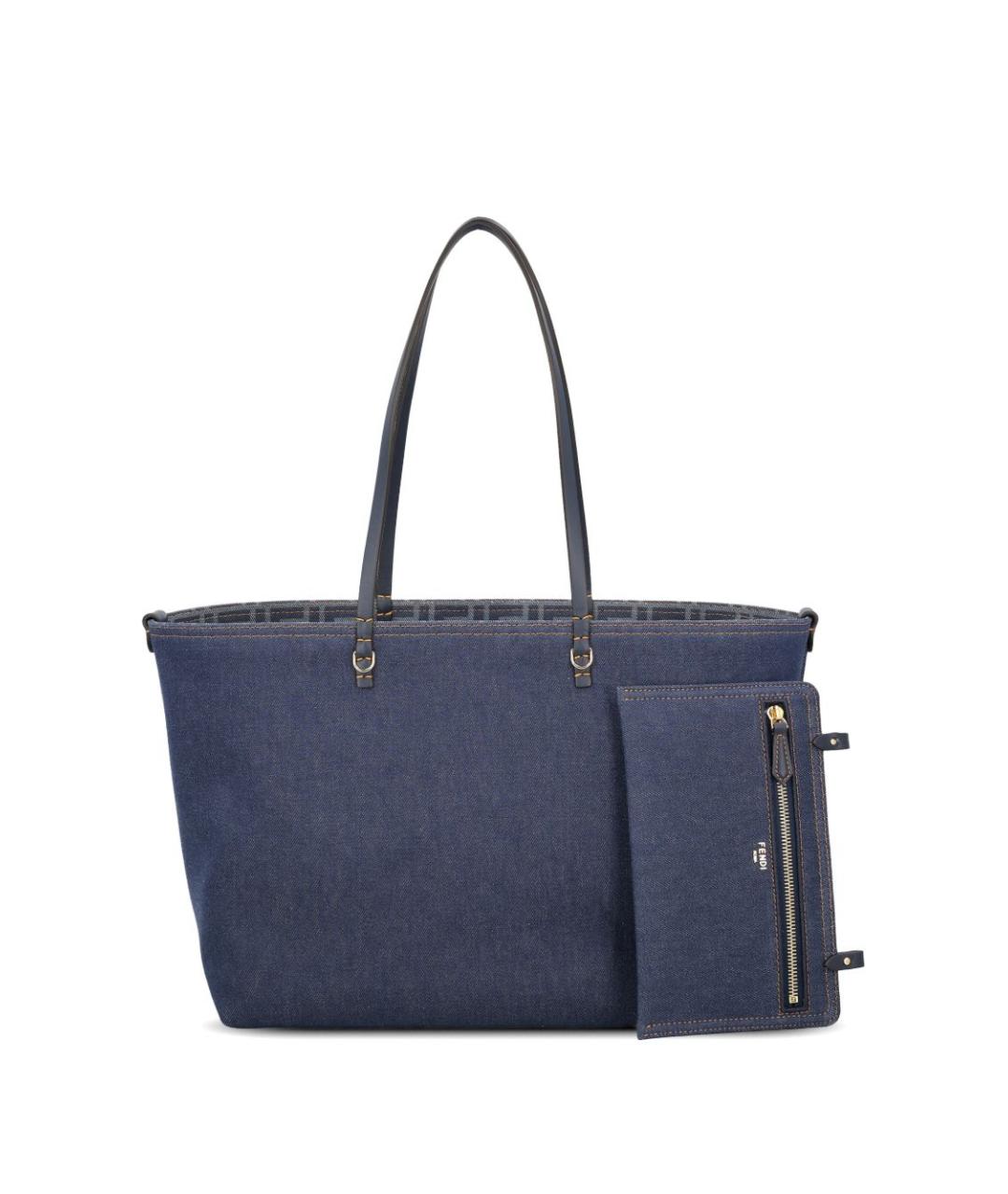 FENDI Синяя тканевая сумка тоут, фото 1