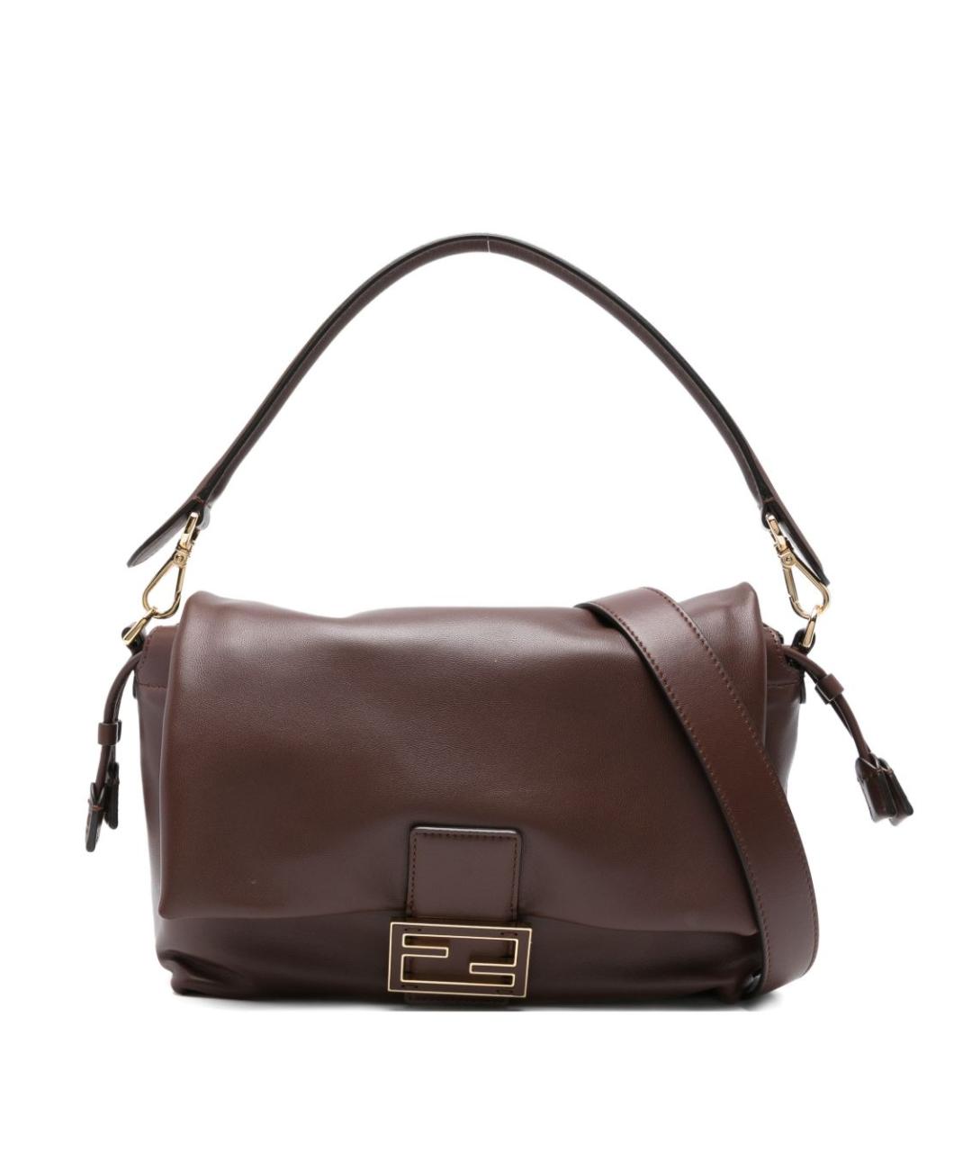 FENDI Коричневая кожаная сумка через плечо, фото 1