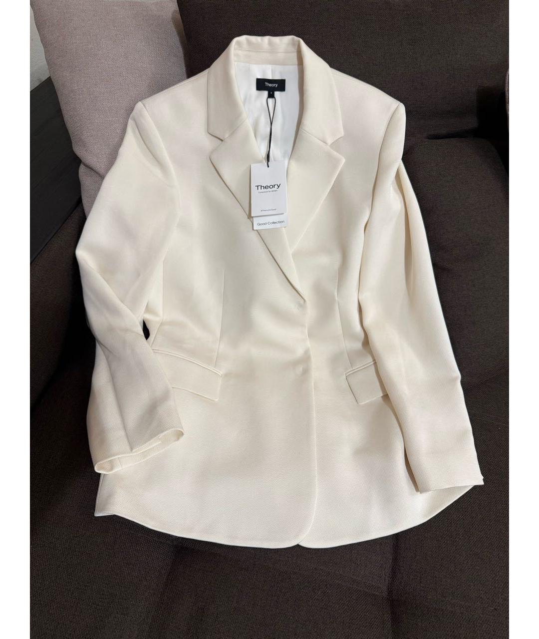 THEORY Белый ацетатный жакет/пиджак, фото 7